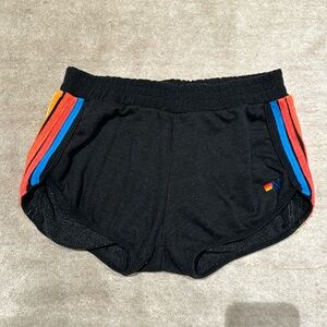 AVIATOR NATION 5 stripe jogger shorts black/neon rainbow
